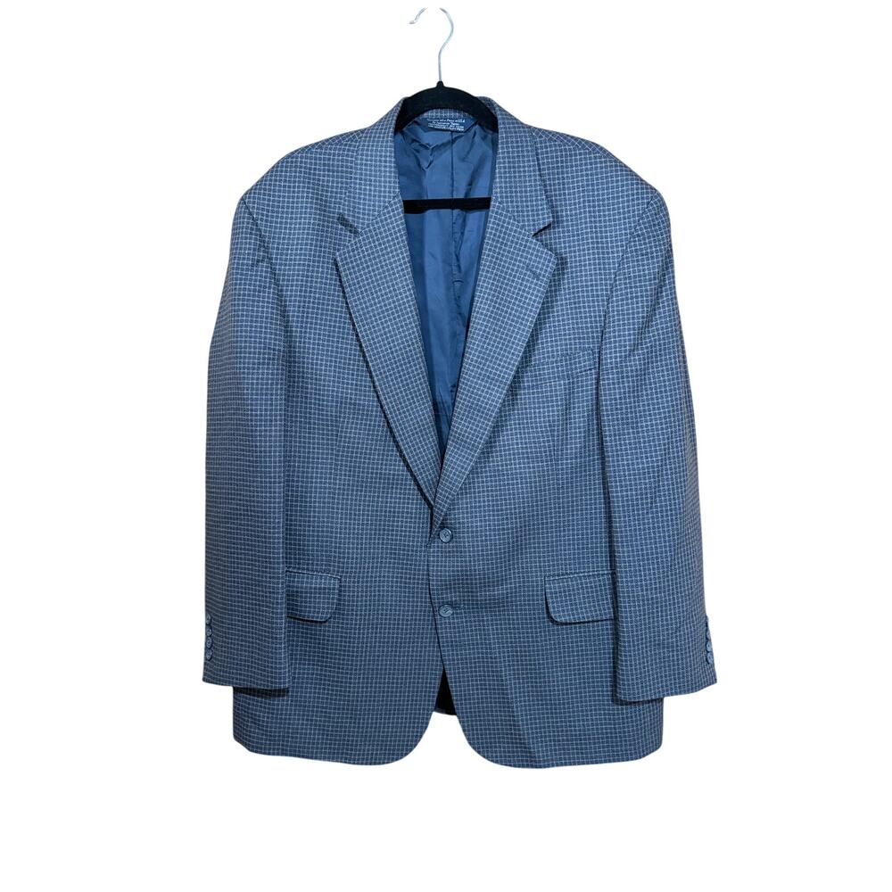Vtg Lands' End sport coat made in USA wool silk blend men's 46R plaid blazer